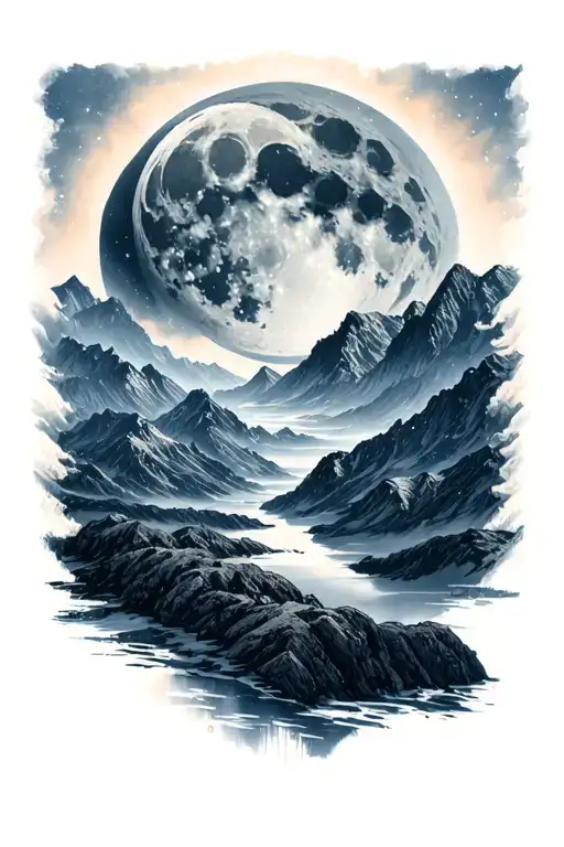 Mountains Moon Surrounded