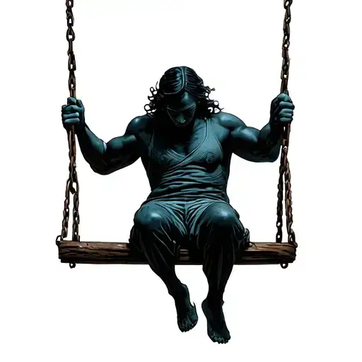 Dark Figure On A Swing