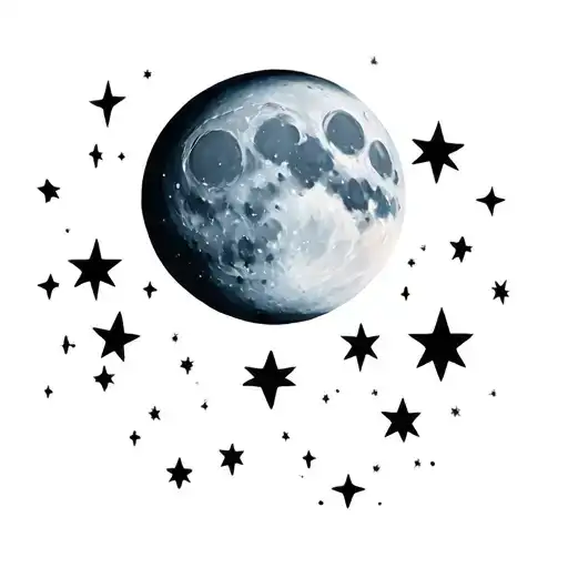 Moon Stars Scattered Throughout Reflecting