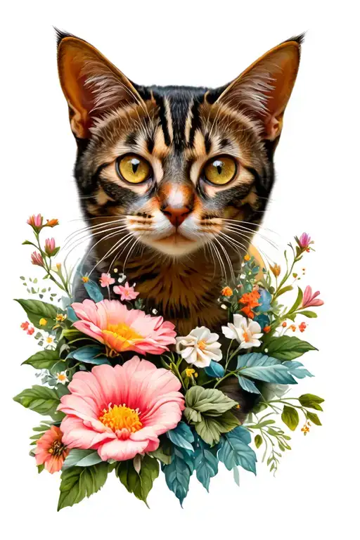 Cat Flowers Surrounding