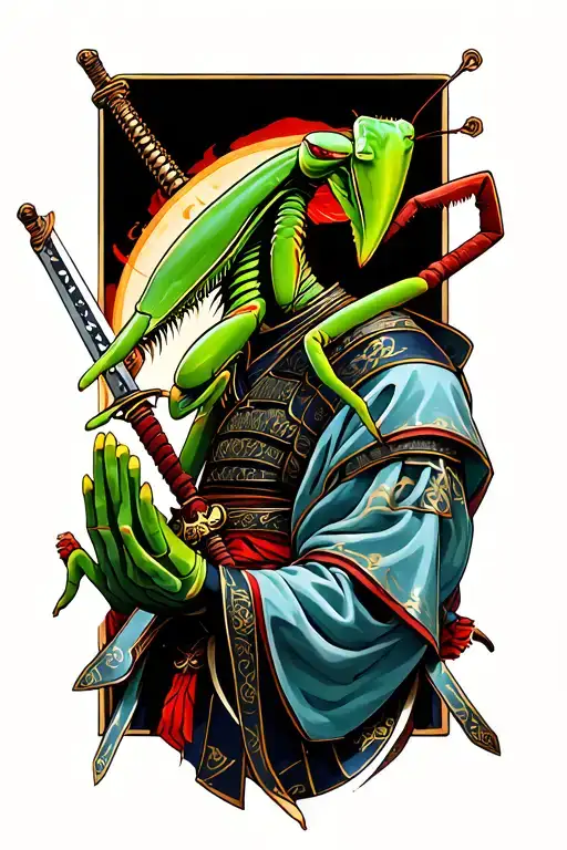 Samurai Praying Mantis With Swords