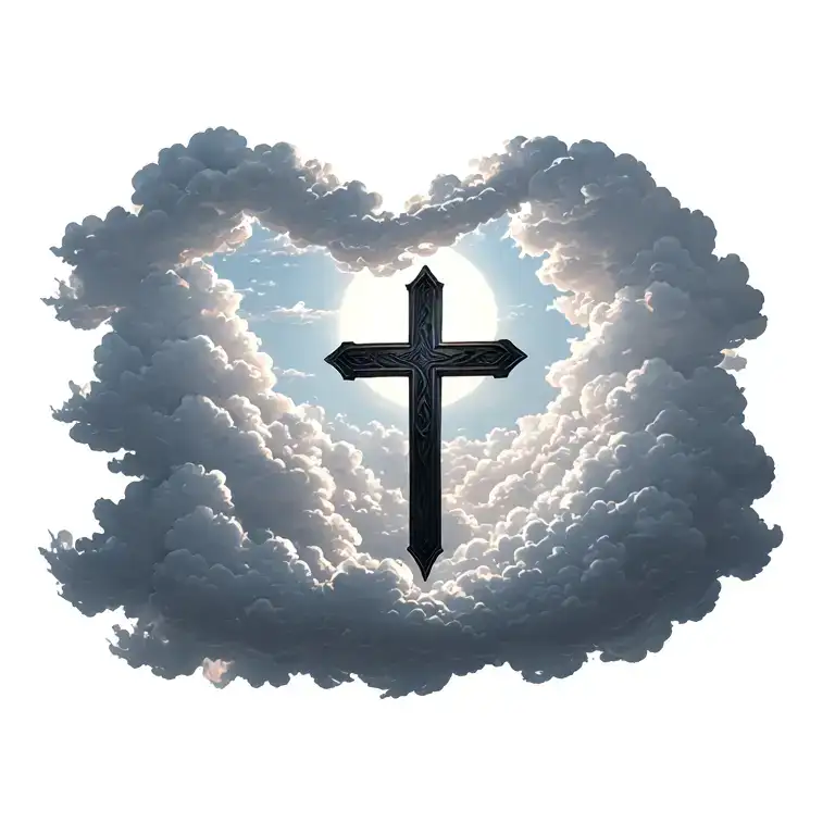 Cross With Clouds Forming The Shape