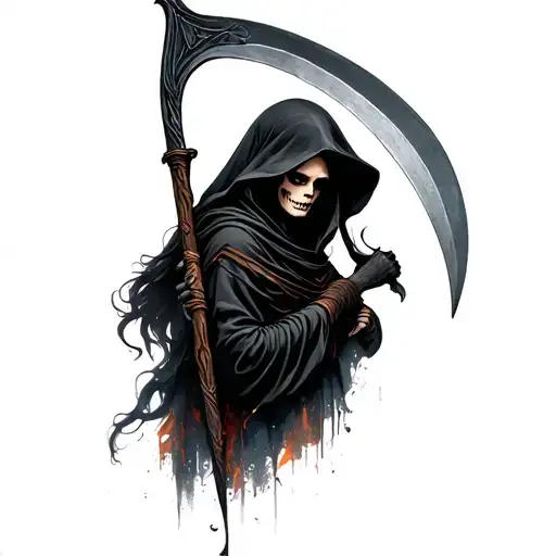 Female Reaper Holding A Scythe