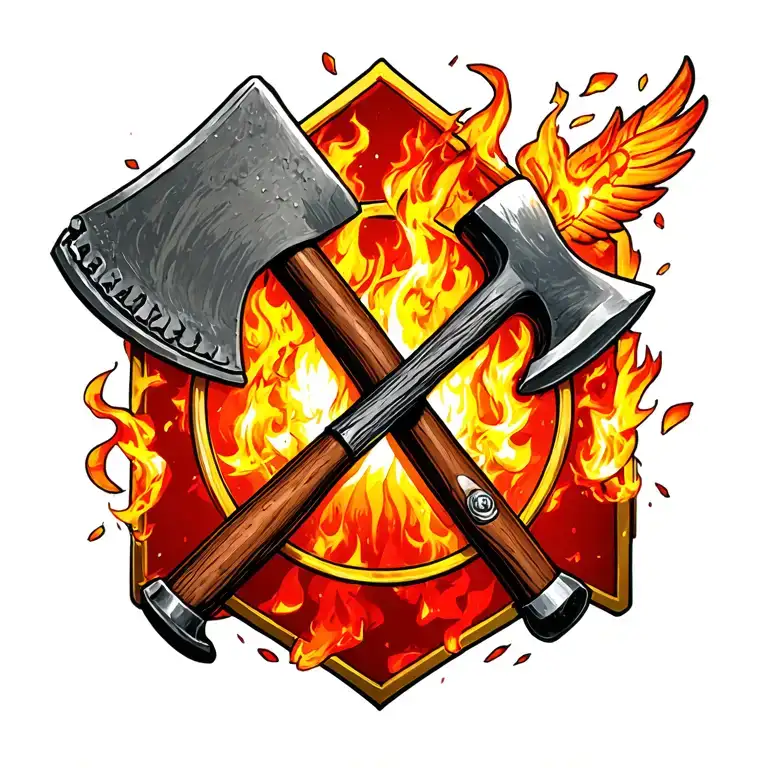 Damage Control Firefighting Crash Axe Crossed With Fireman's Maul