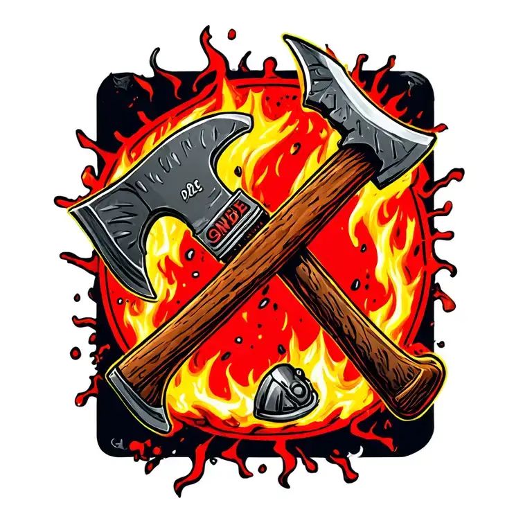 Damage Control Firefighting Crash Axe Crossed With Fireman's Maul