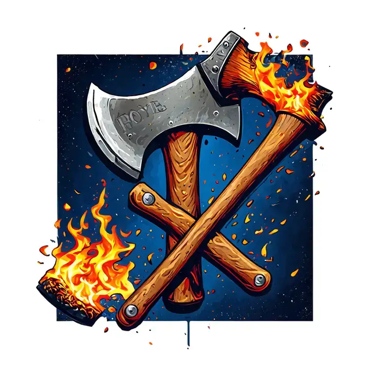 Damage Control Firefighting Crash Axe Crossed With Fireman's Maul