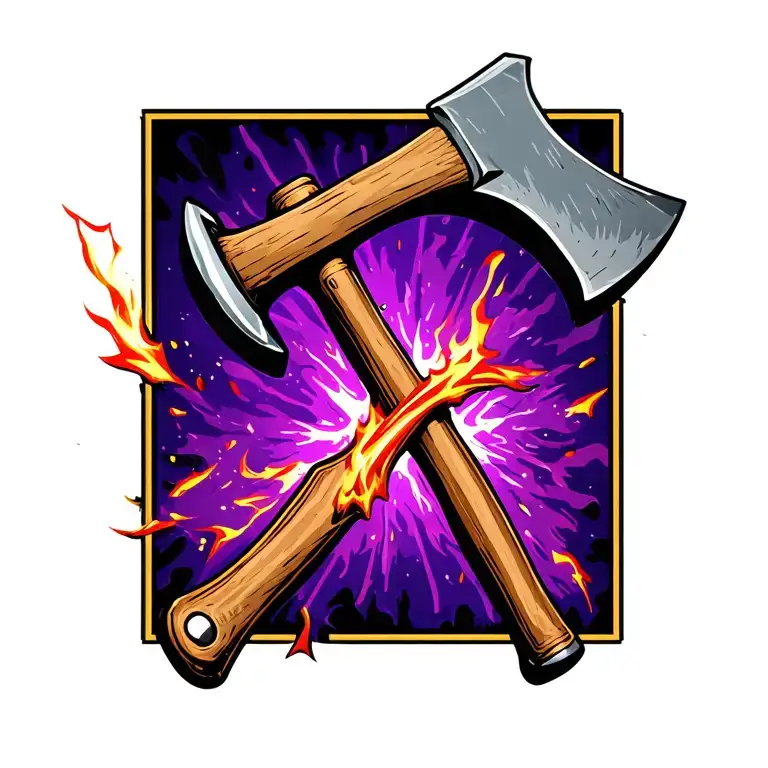 Damage Control Firefighting Crash Axe Crossed With Fireman's Maul