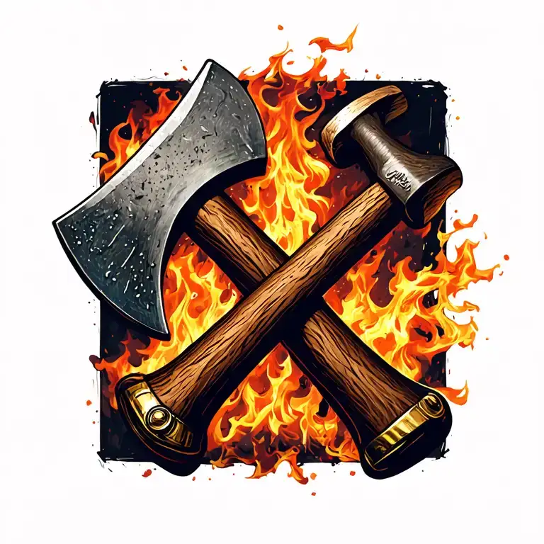 Damage Control Firefighting Crash Axe Crossed With Fireman's Maul
