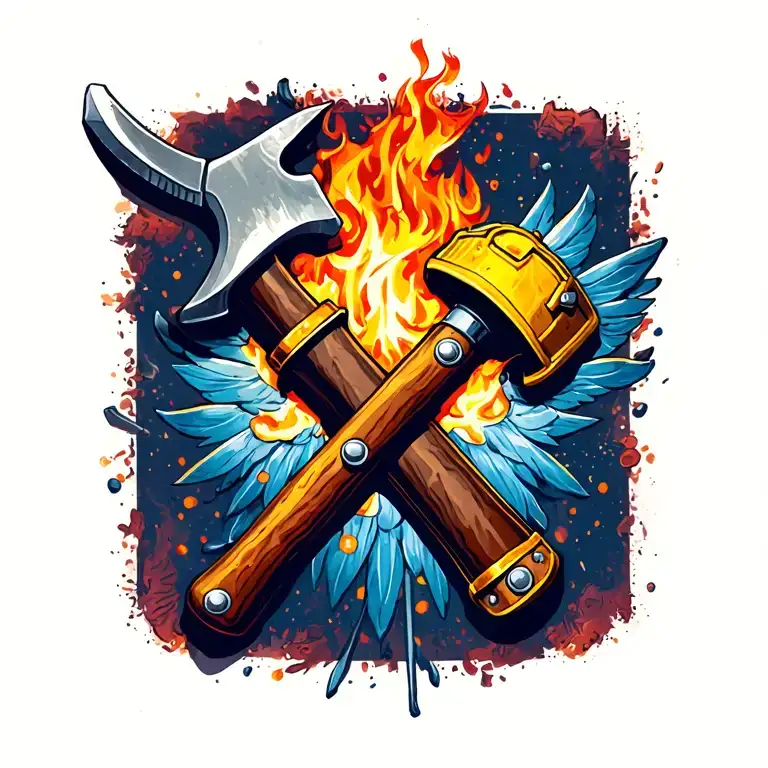 Damage Control Firefighting Crash Axe Crossed With Fireman's Maul