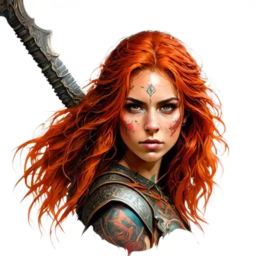 Warrior Woman With Red Hair