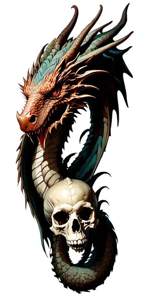 Baroque Dragon Holding Skull