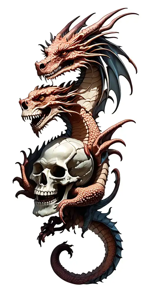Baroque Dragon Holding Skull