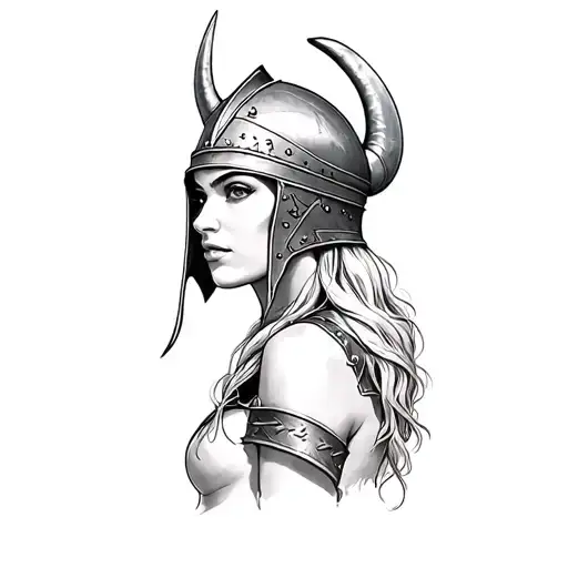 A Woman Wearing A Viking Helmet