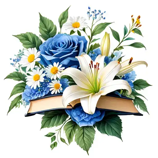 Books Rose Lily And Daisy Flowers