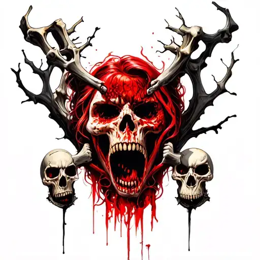 Place Hell With Evil Women Skulls Bones War Death