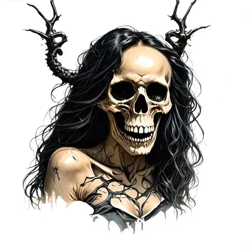 Place Hell With Evil Women Skulls Bones War Death