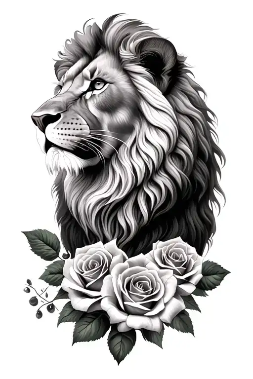 Lion And Roses