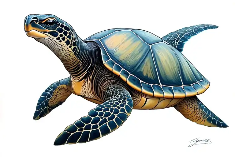 Large Line With Interior Sea Turtle