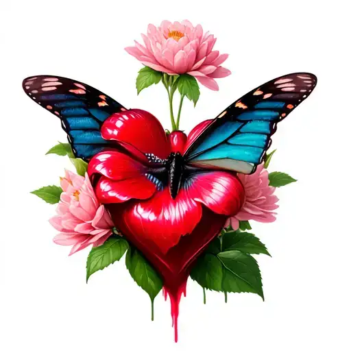 Bleeding Heart Flower With Butterfly Coming Out Of Flowers Like Cacoons