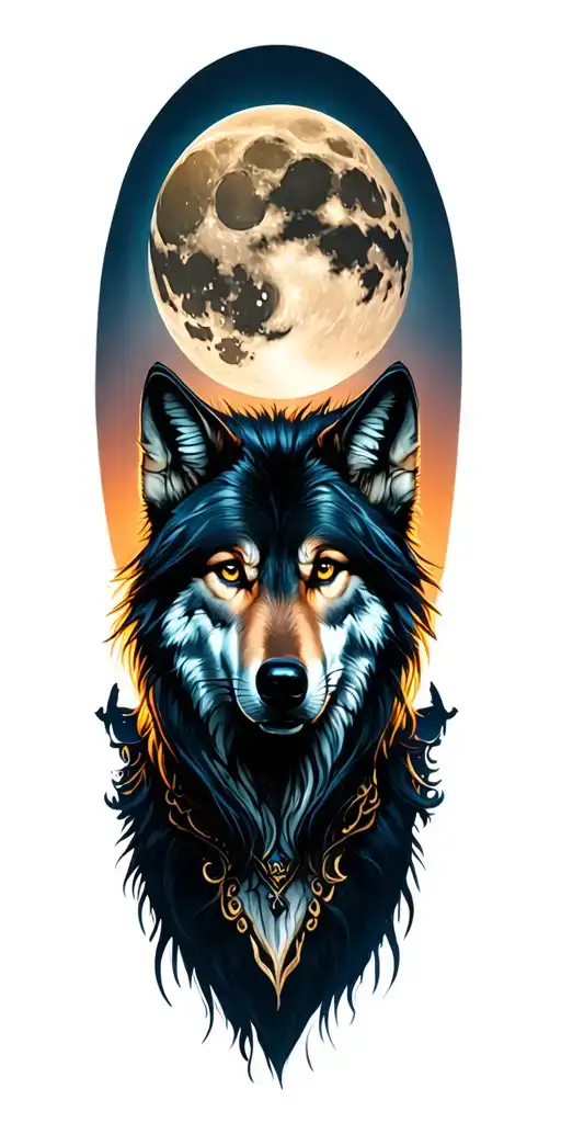 Fierce Wolf And Dark Haired Witch Full Moon