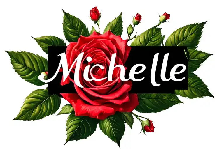 Realistic Roses Around The Name Michelle