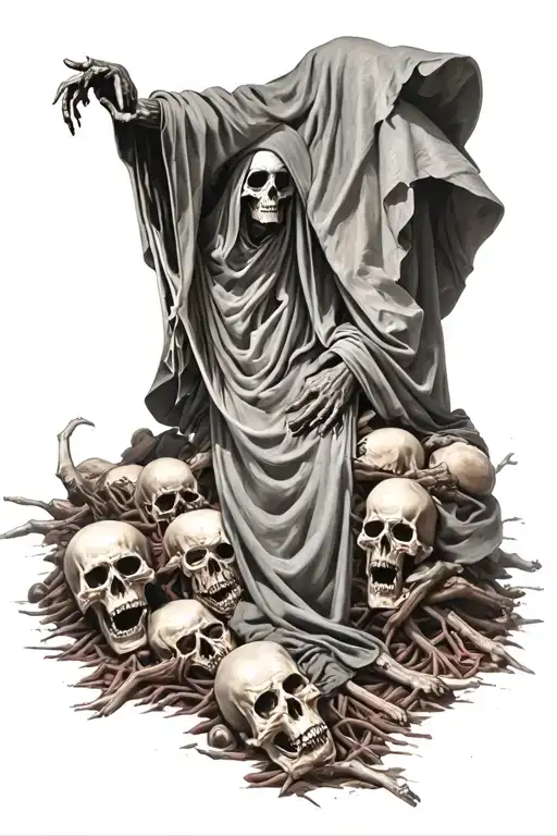 Grim Reaper On A Pile Of Corpses