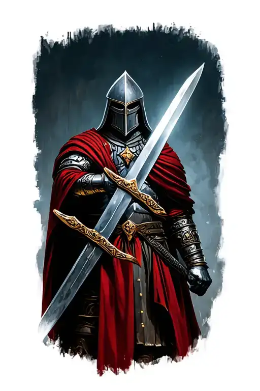 Crusader Knight With Large Sword And Menacing Look