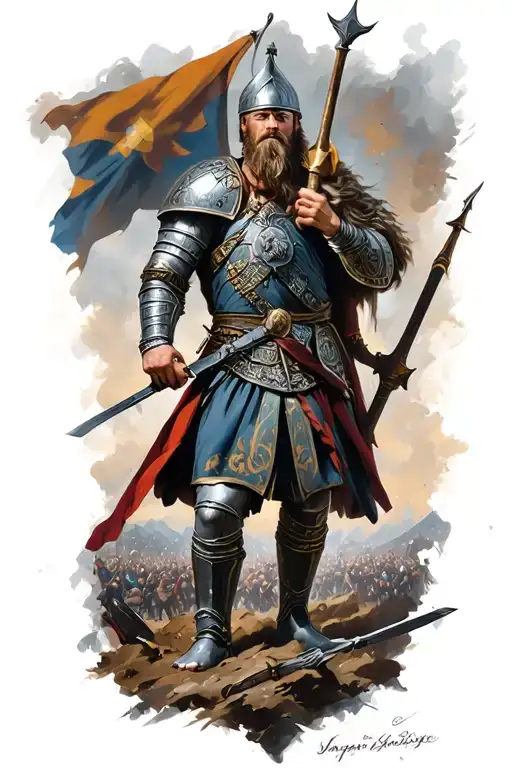 Germanic Warrior In Battle Scene
