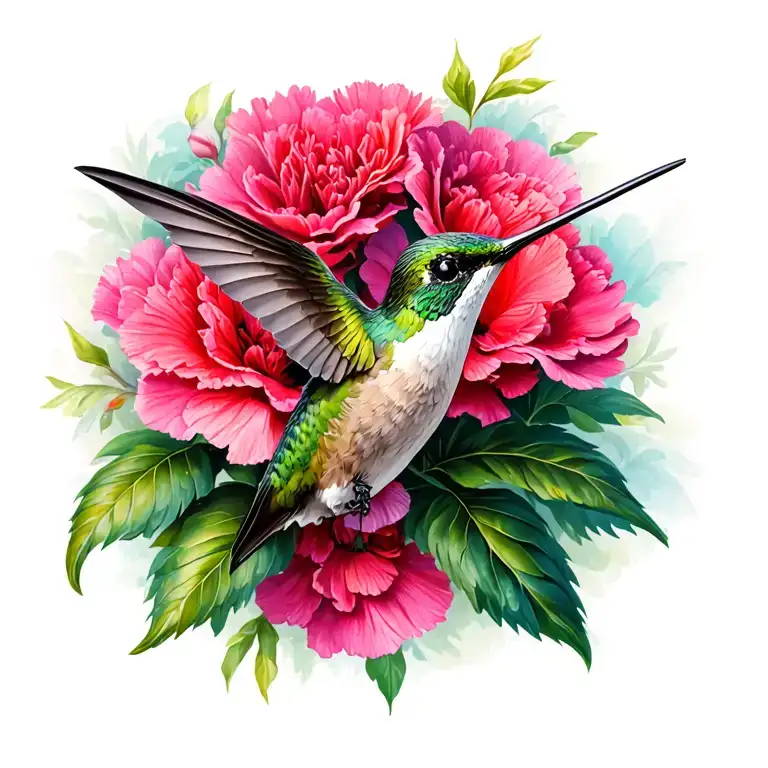 Hummingbird With Carnation