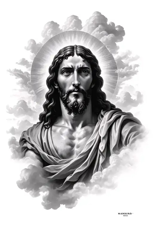 Clouds Opening With Jesus Emerging Centrically