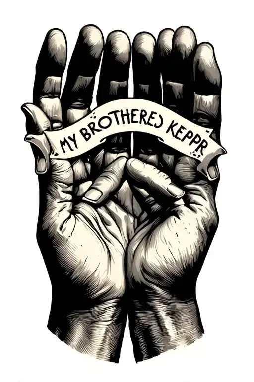 My Brothers Keeper Text In Open Palmed Hands