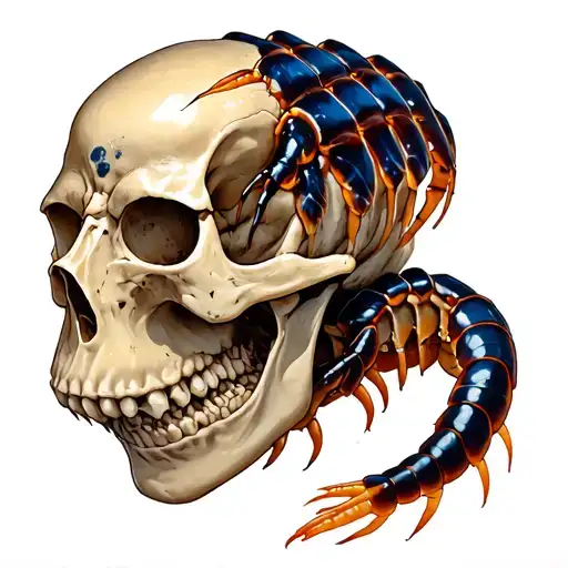 Skull Of Chemical Compounds In The Form Of Scolopendra