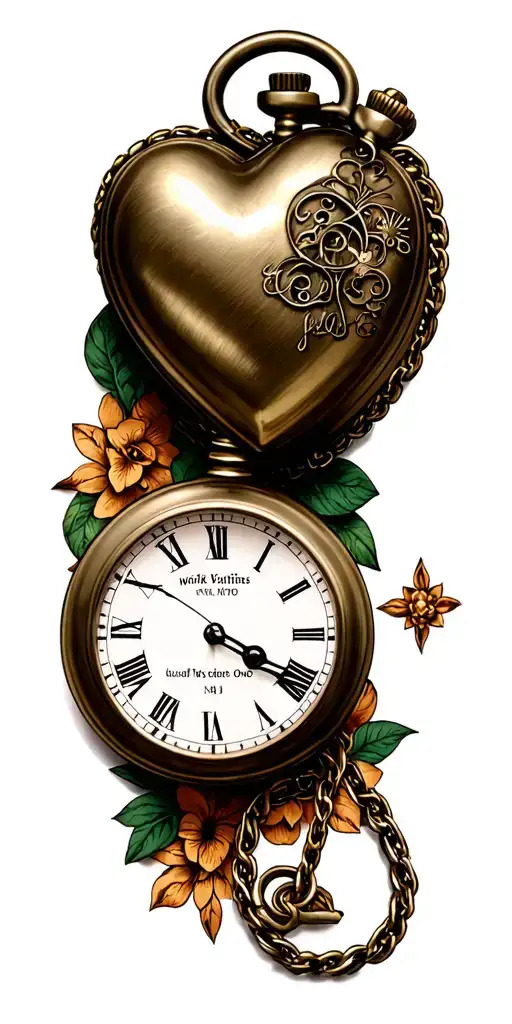 Heart Pocket Watch For Birth Date