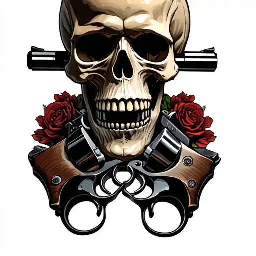 Skull With Revolvers