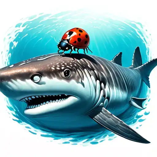 Ladybug Riding On A Whale Shark Tattoo idea