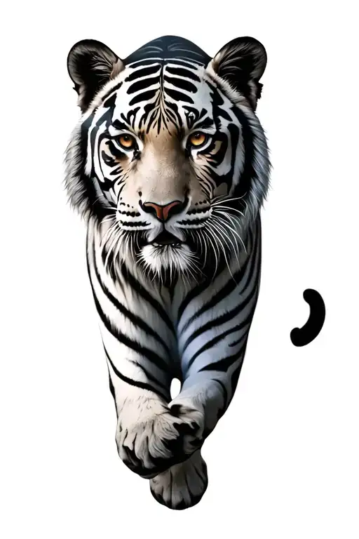 One Blabck And White Tiger And One White And Black Tiger As Twins