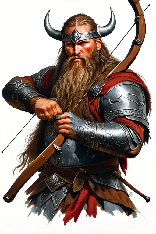 Viking Warrior Wielding A Bow