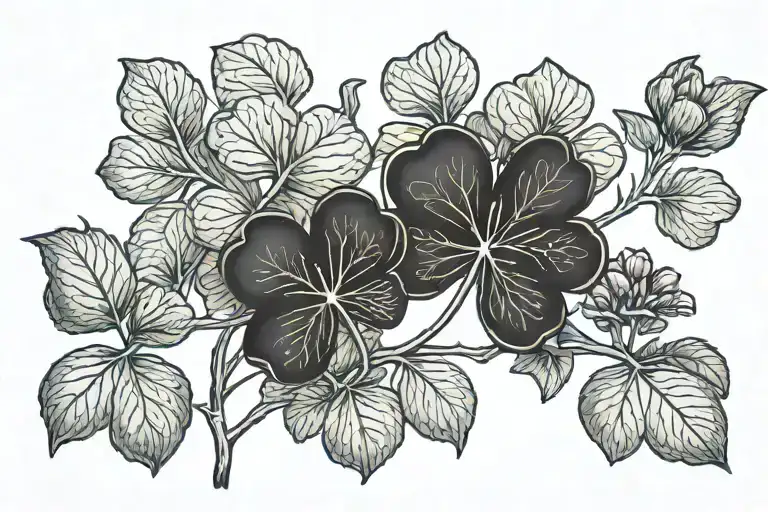 Black Background With An Inscription And A Branch Of Clover On It