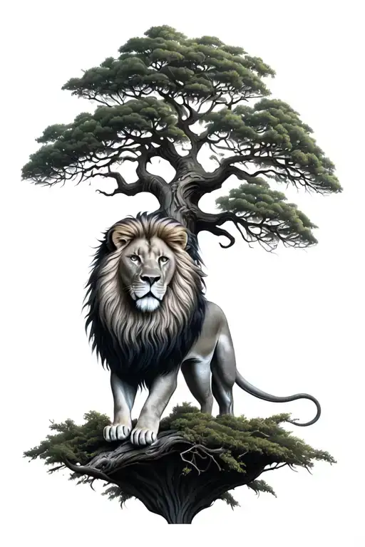 Lion Tree With Mane Flowing As Branches