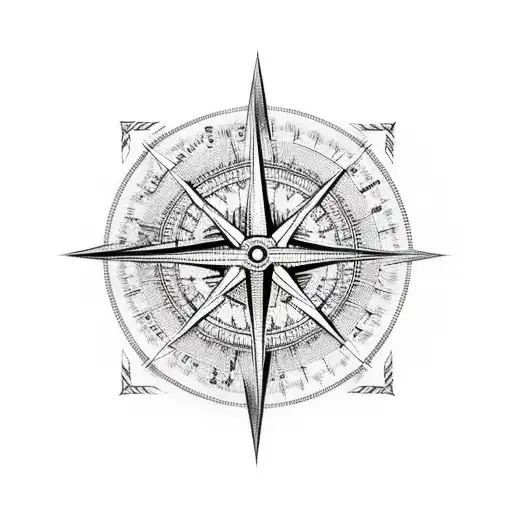 Mountain Scene With Compass