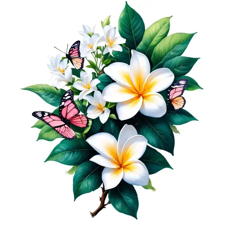 Bougainvillea Flowers And Frangipani Plumeria Flowers With Butterflies With Sophie And Ashley