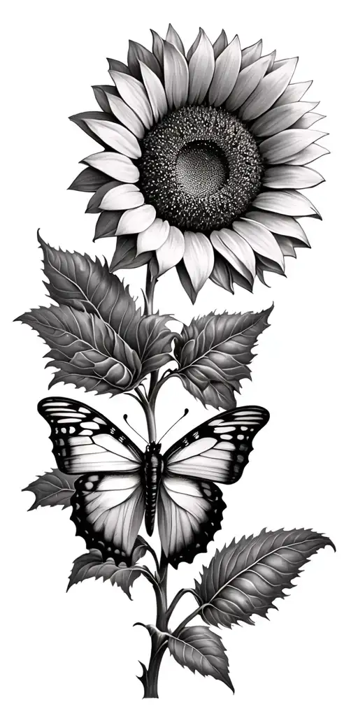 Sunflower With Butterfly