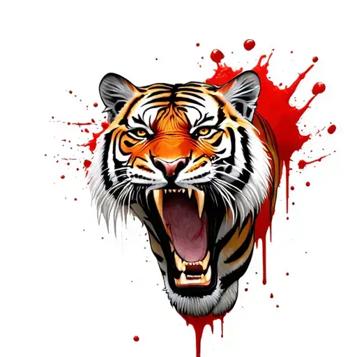 Tiger With Blood And Angry