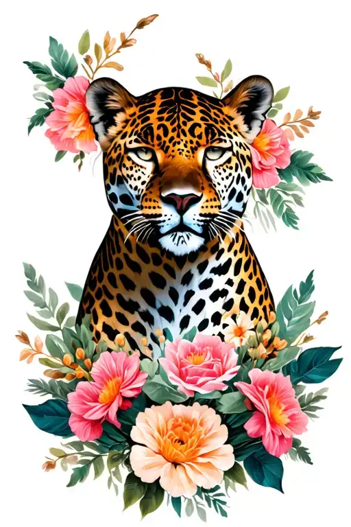 Flowers And A Jaguar Warrior