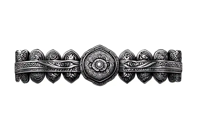 Men's Bracelet Indonesian Tattoo Design Featuring
