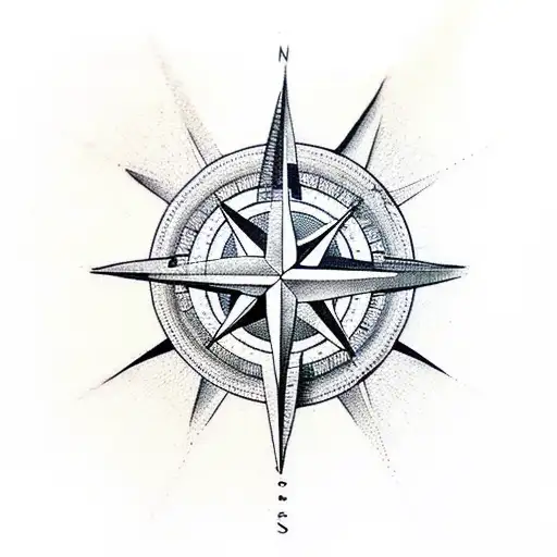 Realistic Depiction Of A Compass With Animated Characters Interacting With It