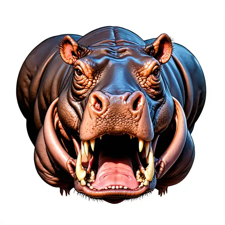 Hippo With Part Of The Exposed Cranio