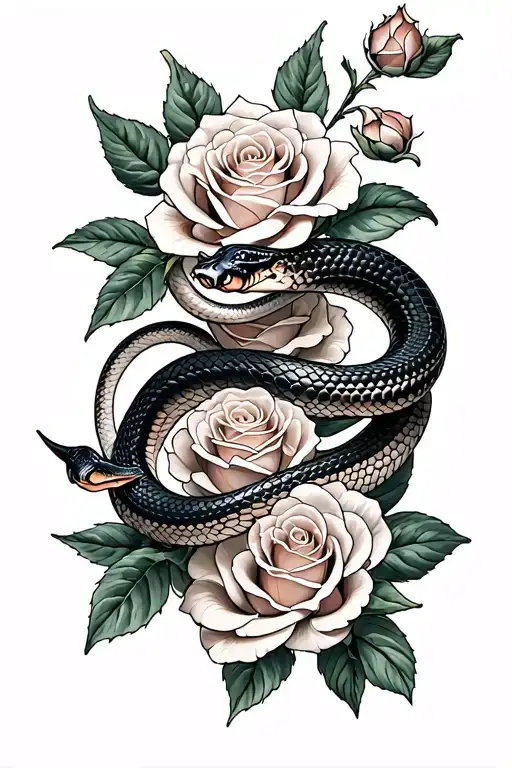 Snake And Roses Wrapped