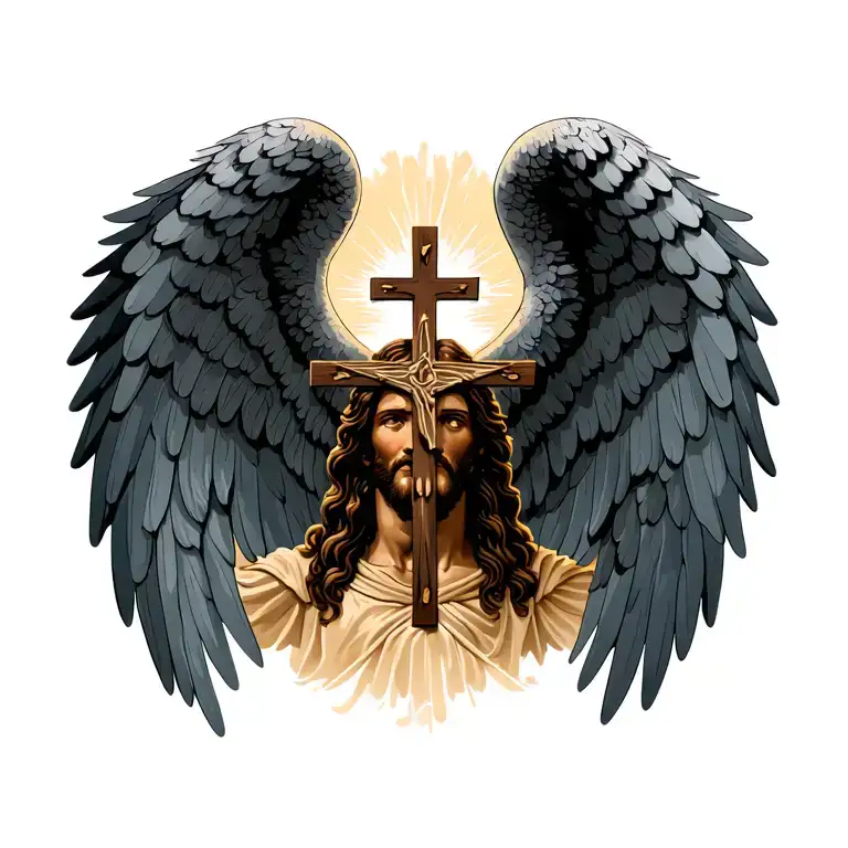 Jesus Cross Angelwings Very Minimalistic