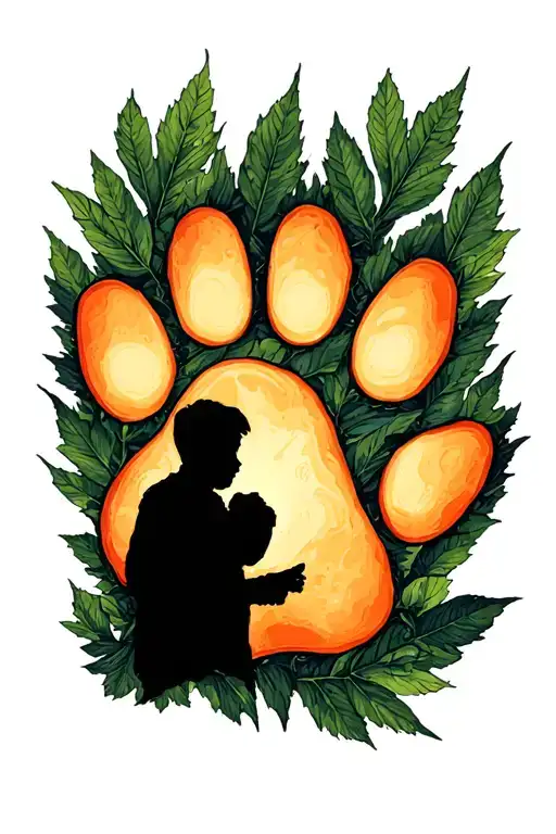 Dog Paw Print Silhouette Surrounded Boy Autoknacker Leaves